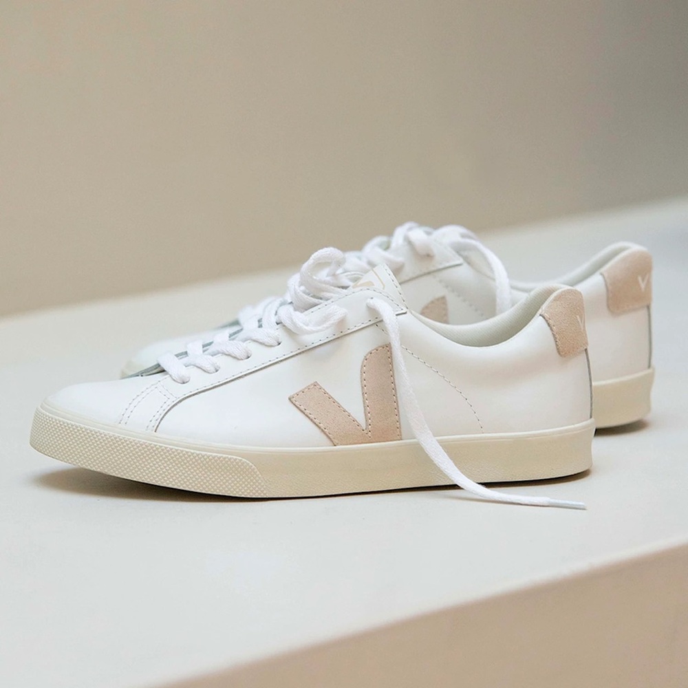 Veja Women's White and Rose Gold Sneakers